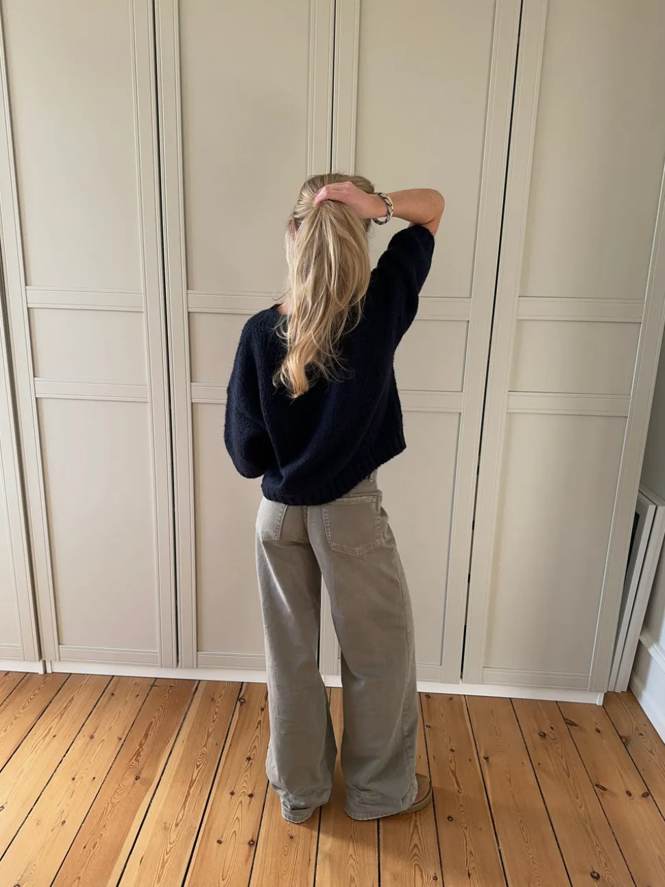 Hedvig striktrøje med korte ærmer - Navy