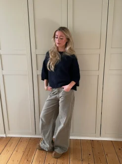 Hedvig striktrøje med korte ærmer - Navy