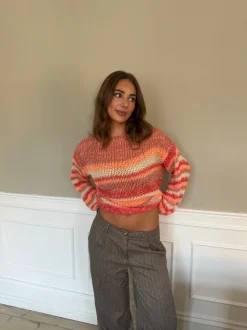Helin striktrøje - Rød/Orange