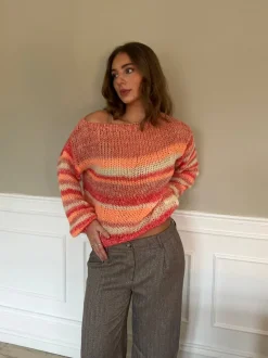 Helin striktrøje - Rød/Orange