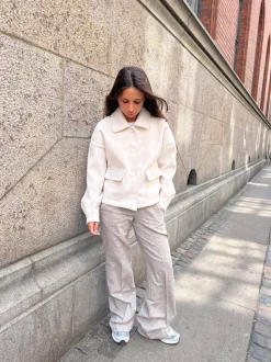 Herringbone bukser - Brun/hvid