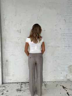 Herringbone bukser - Brun/hvid