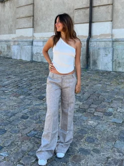 Herringbone bukser - Brun/hvid