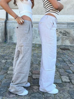 Herringbone bukser - Brun/hvid