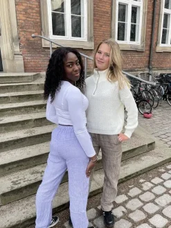Hilja stribet hør bukser - Blå