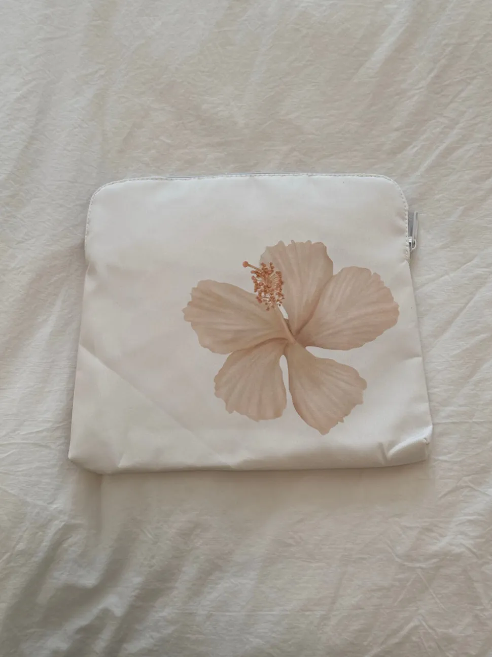 Honey computer sleeve - Hvid med beige blomst