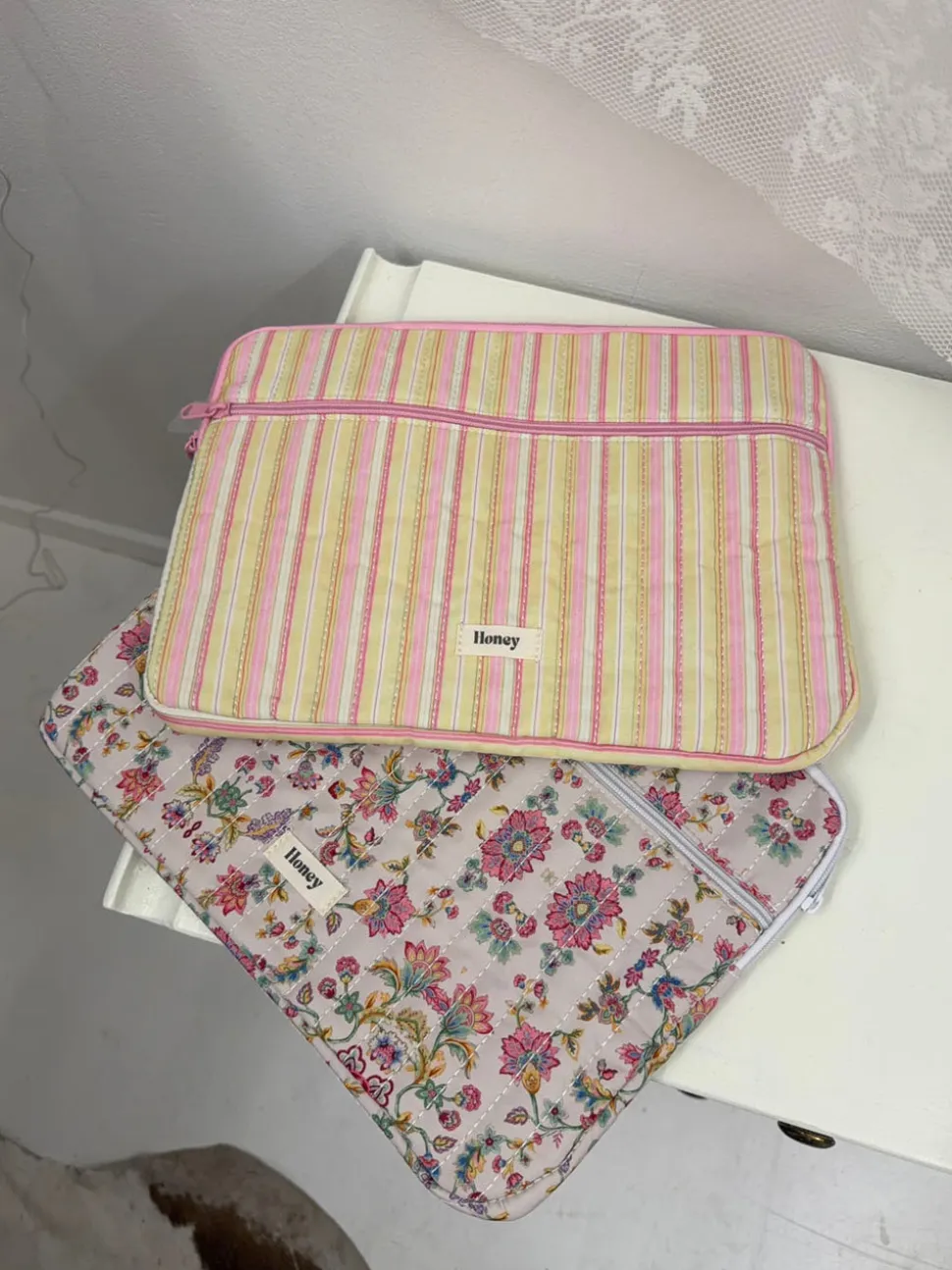 Honey computer sleeve - Lyserødt med striber