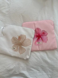 Honey computer sleeve - Lyserød med pink blomst