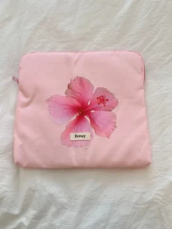 Honey computer sleeve - Lyserød med pink blomst