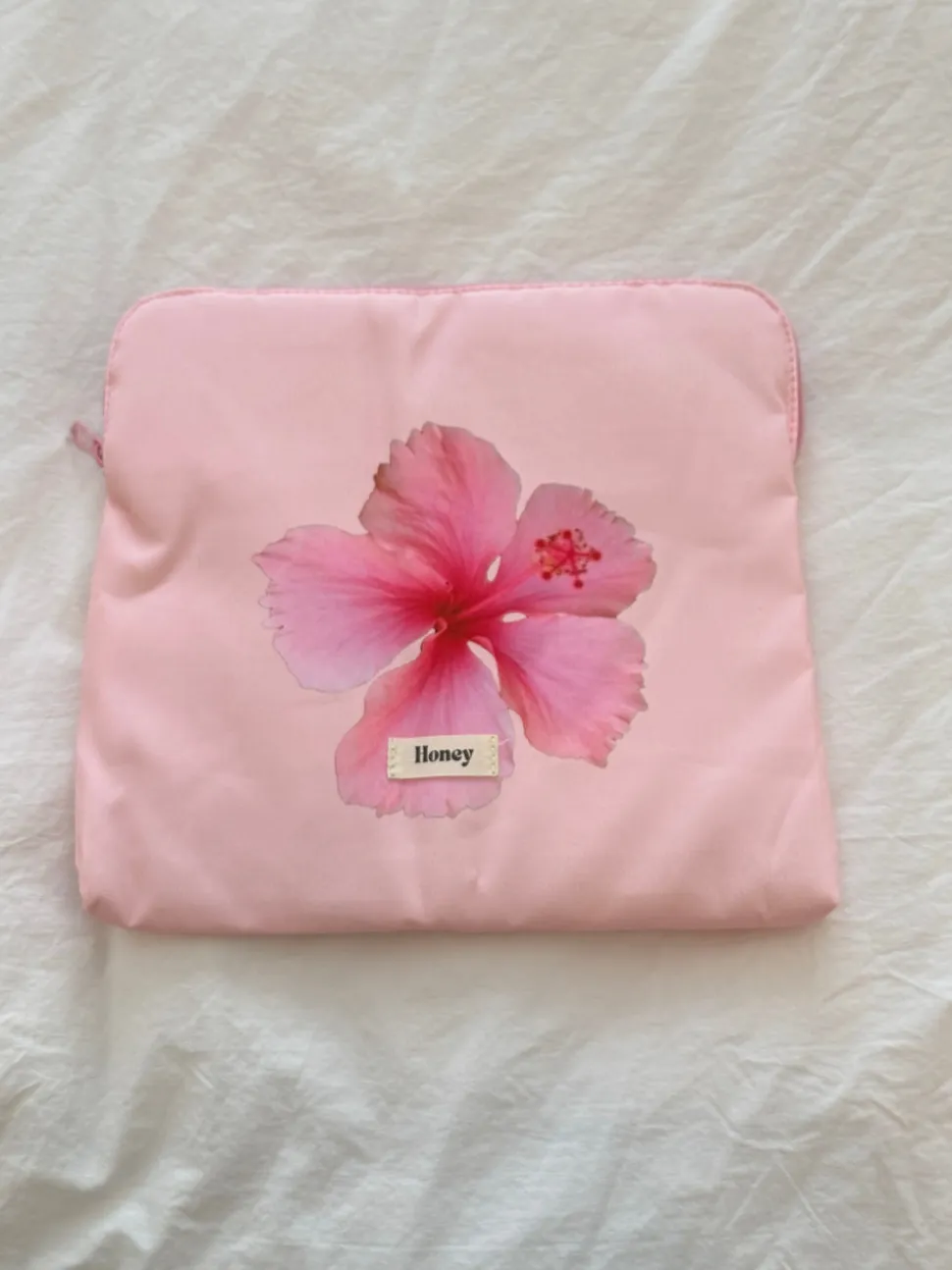 Honey computer sleeve - Lyserød med pink blomst