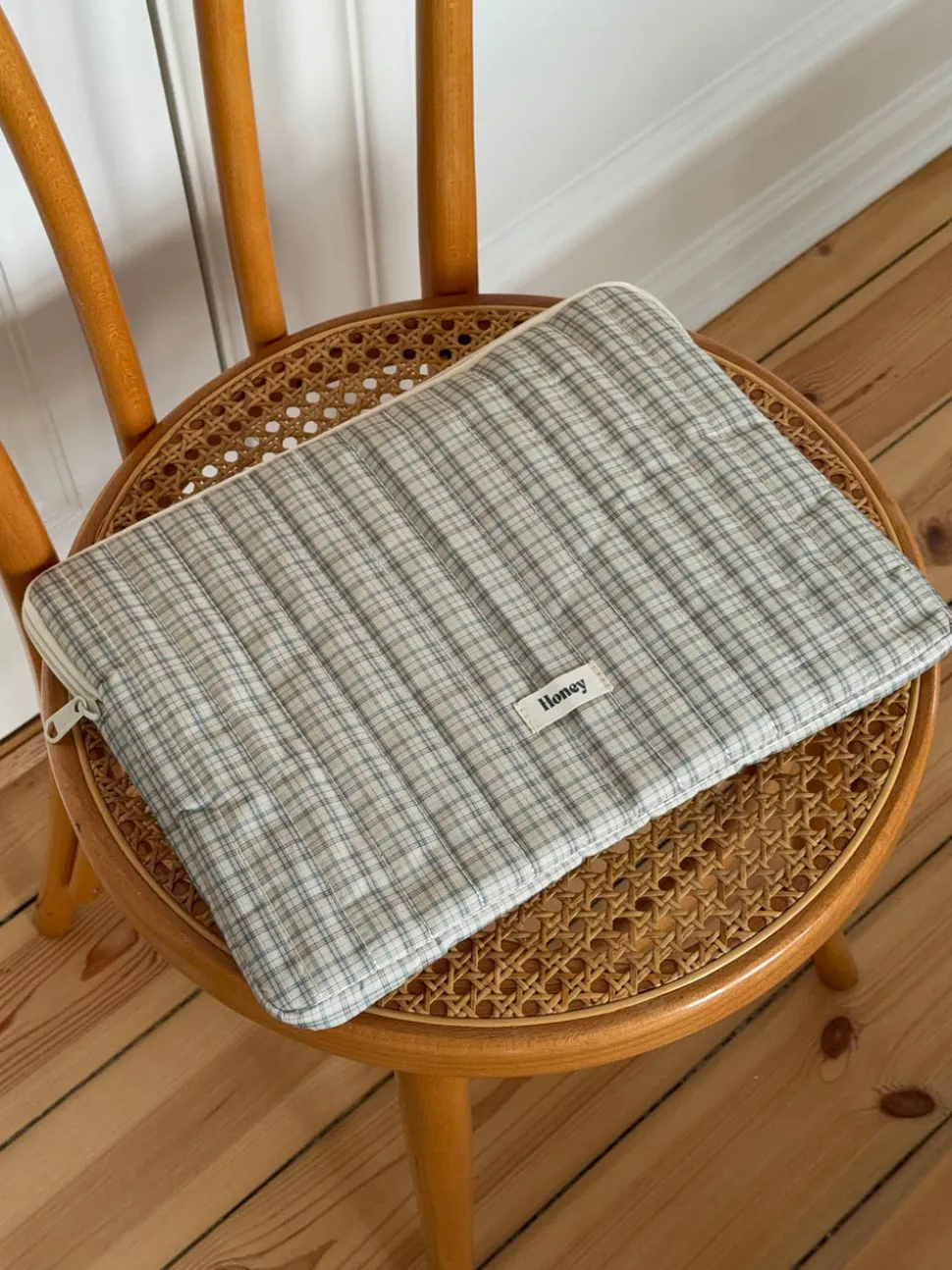 Honey computer sleeve med tern - Beige/grøn