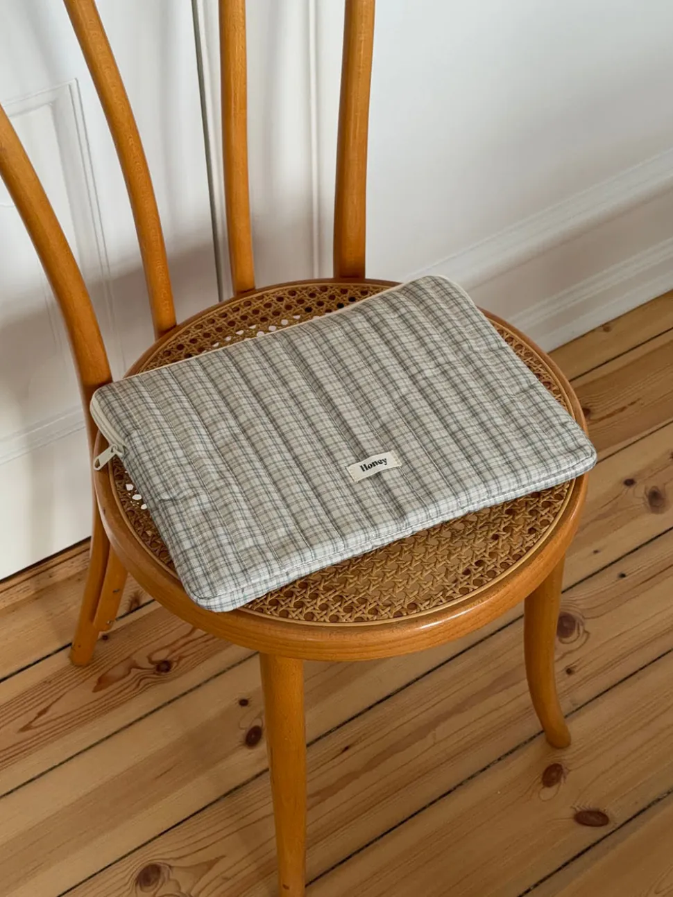 Honey computer sleeve med tern - Beige/grøn