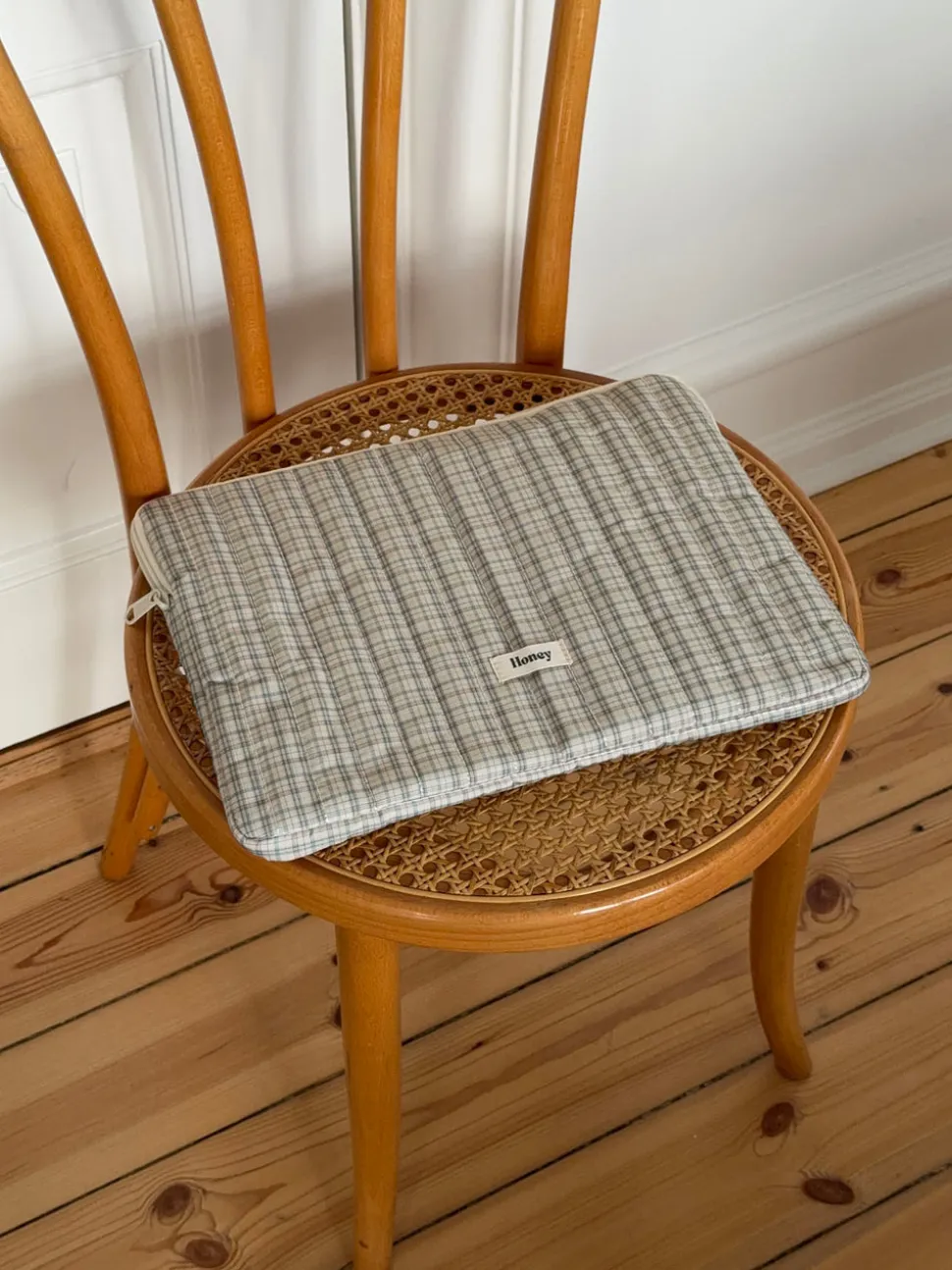 Honey computer sleeve med tern - Beige/grøn