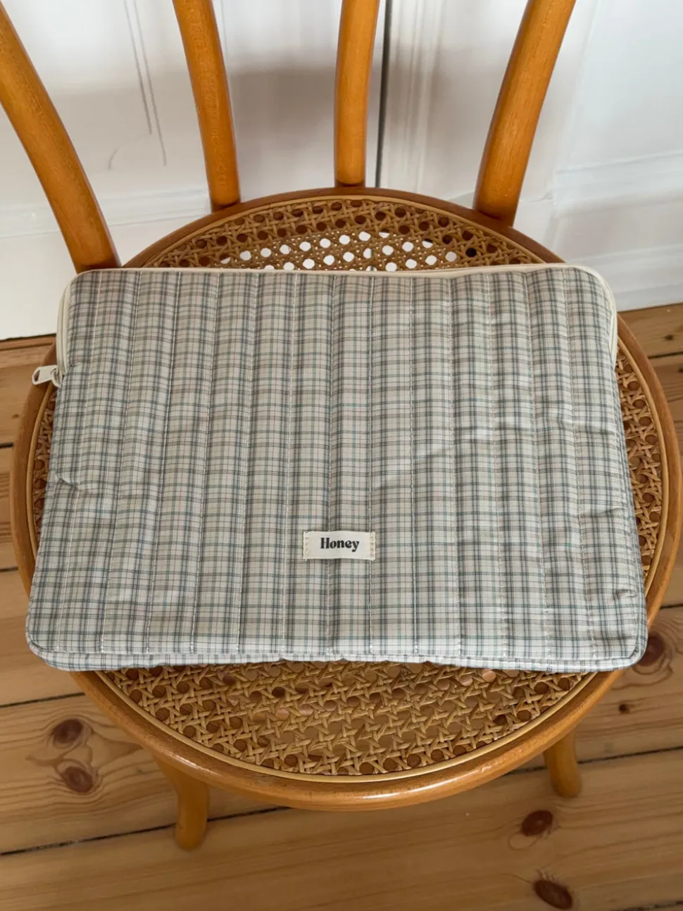 Honey computer sleeve med tern - Beige/grøn