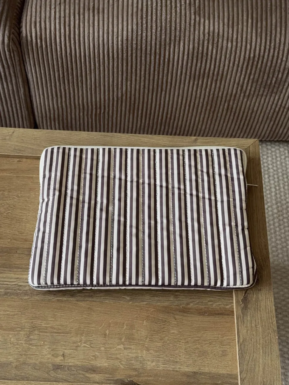 Honey computersleeve med striber - Beige/brun