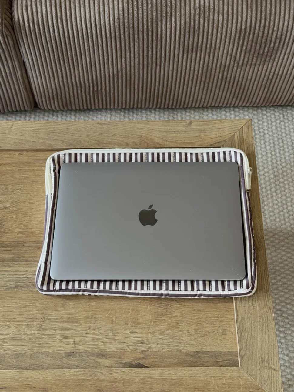 Honey computersleeve med striber - Beige/brun