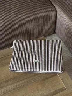 Honey computersleeve med striber - Beige/brun