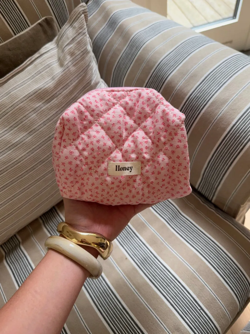Honey lille toilettaske - Pink med små blomster