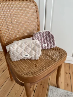 Honey lille toilettaske med mønster - Beige/rød