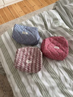 Honey lille toilettaske med mønster - Beige/rød