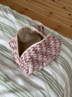 Honey lille toilettaske med mønster - Beige/rød