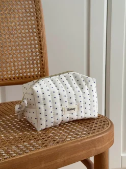 Honey lille toilettaske med prikker - Hvid/navy