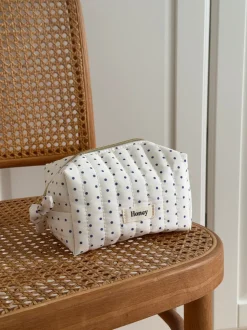 Honey lille toilettaske med prikker - Hvid/navy