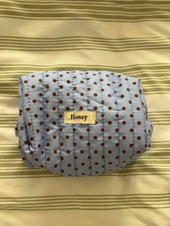 Honey lille toilettaske med prikker - Blå/brun