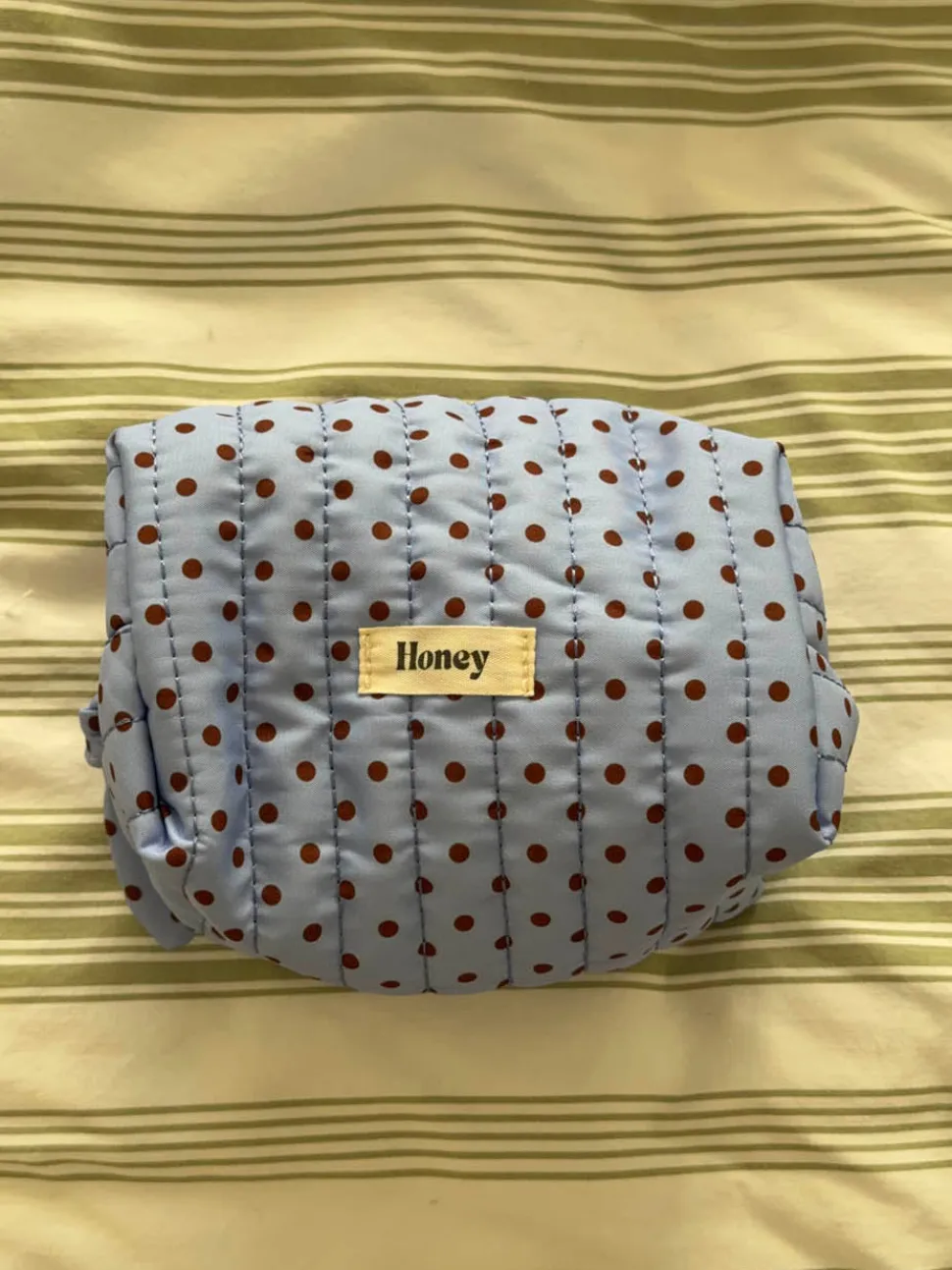 Honey lille toilettaske med prikker - Blå/brun