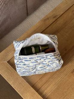 Honey lille toilettaske med fiskemønster - Hvid/blå