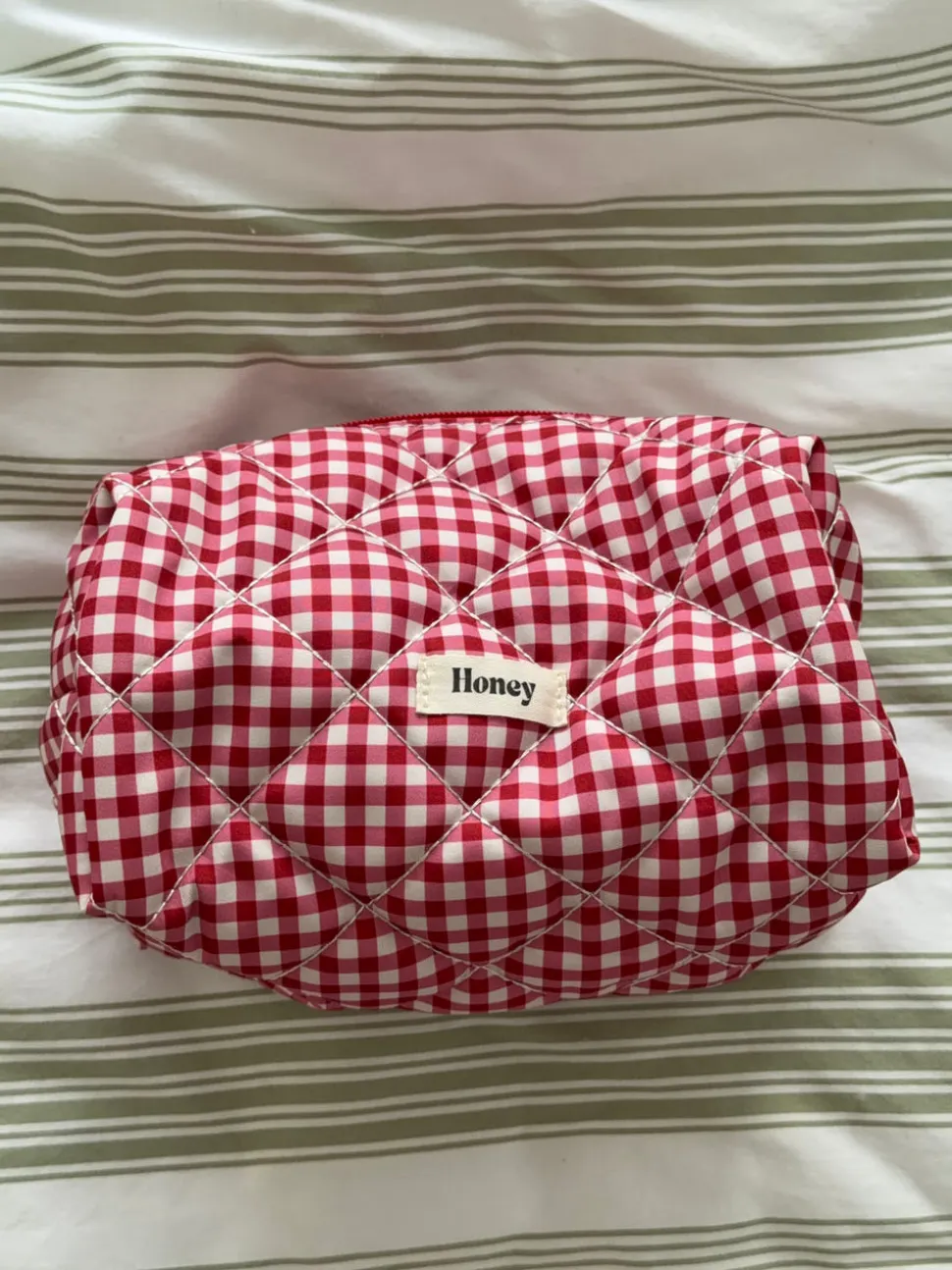 Honey lille toilettaske med tern - Hvid/rød