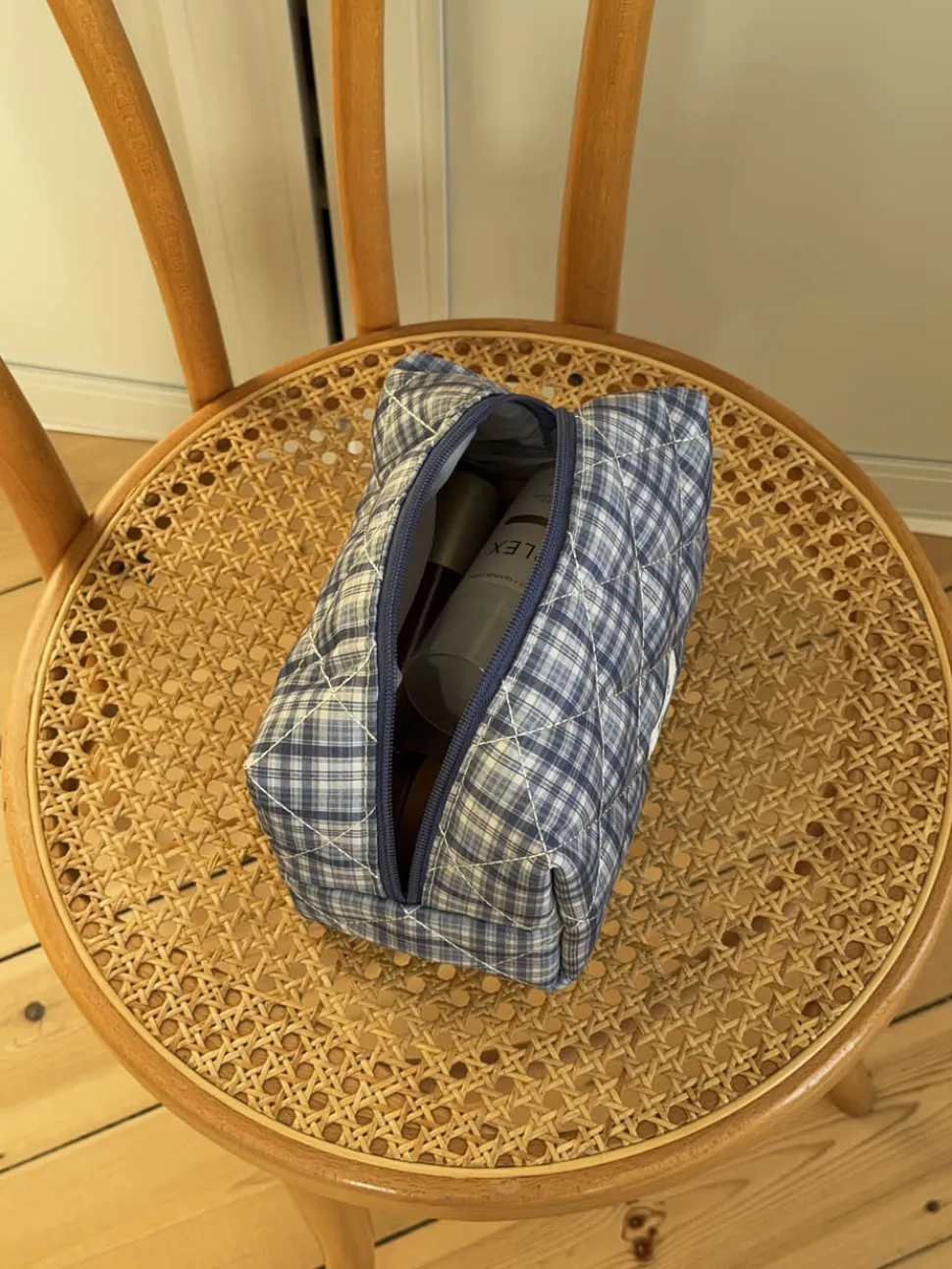 Honey lille toilettaske med tern - Blå