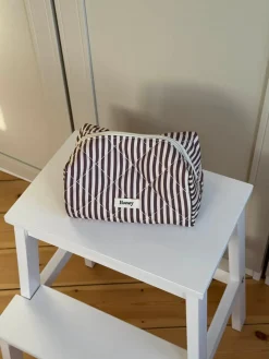 Honey lille toilettaske med striber - Beige/brun