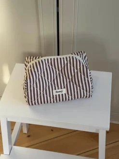 Honey lille toilettaske med striber - Beige/brun