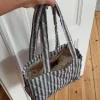 Honey net med striber - Beige/grøn