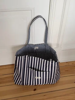 Honey net med striber - Navy/hvid