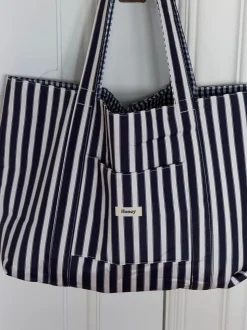 Honey net med striber - Navy/hvid