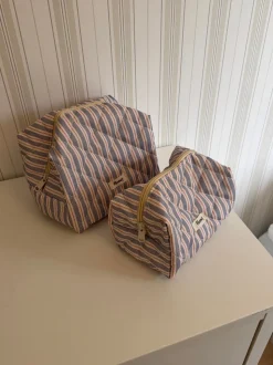 Honey stor toilettaske - Blå med striber i hvid/rød