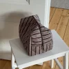 Honey stor toilettaske med striber - Brun/hvid