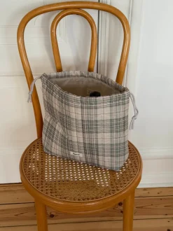 Honey toilettaske med tern - Beige/grøn