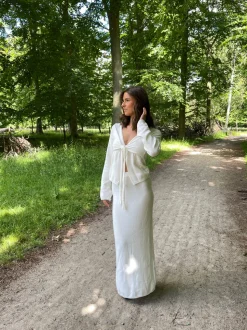 Ines maxinederdel i strik - Hvid