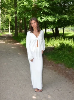 Ines maxinederdel i strik - Hvid