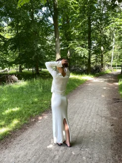 Ines maxinederdel i strik - Hvid