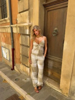 Islabel bukser - Beige/hvid