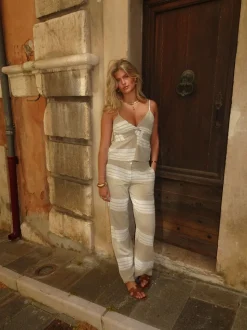 Islabel bukser - Beige/hvid