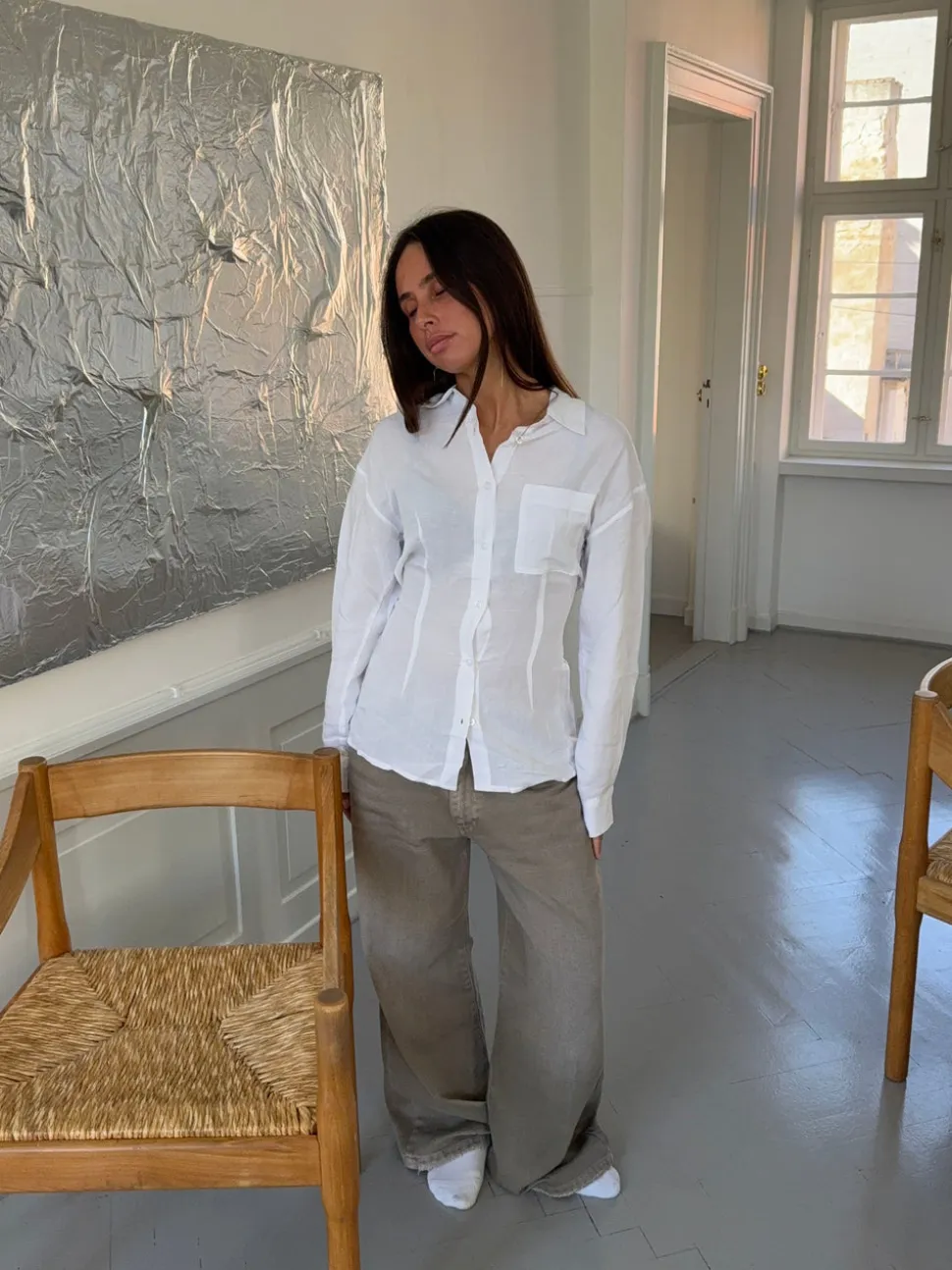 Jannie skjorte med åben ryg - Hvid