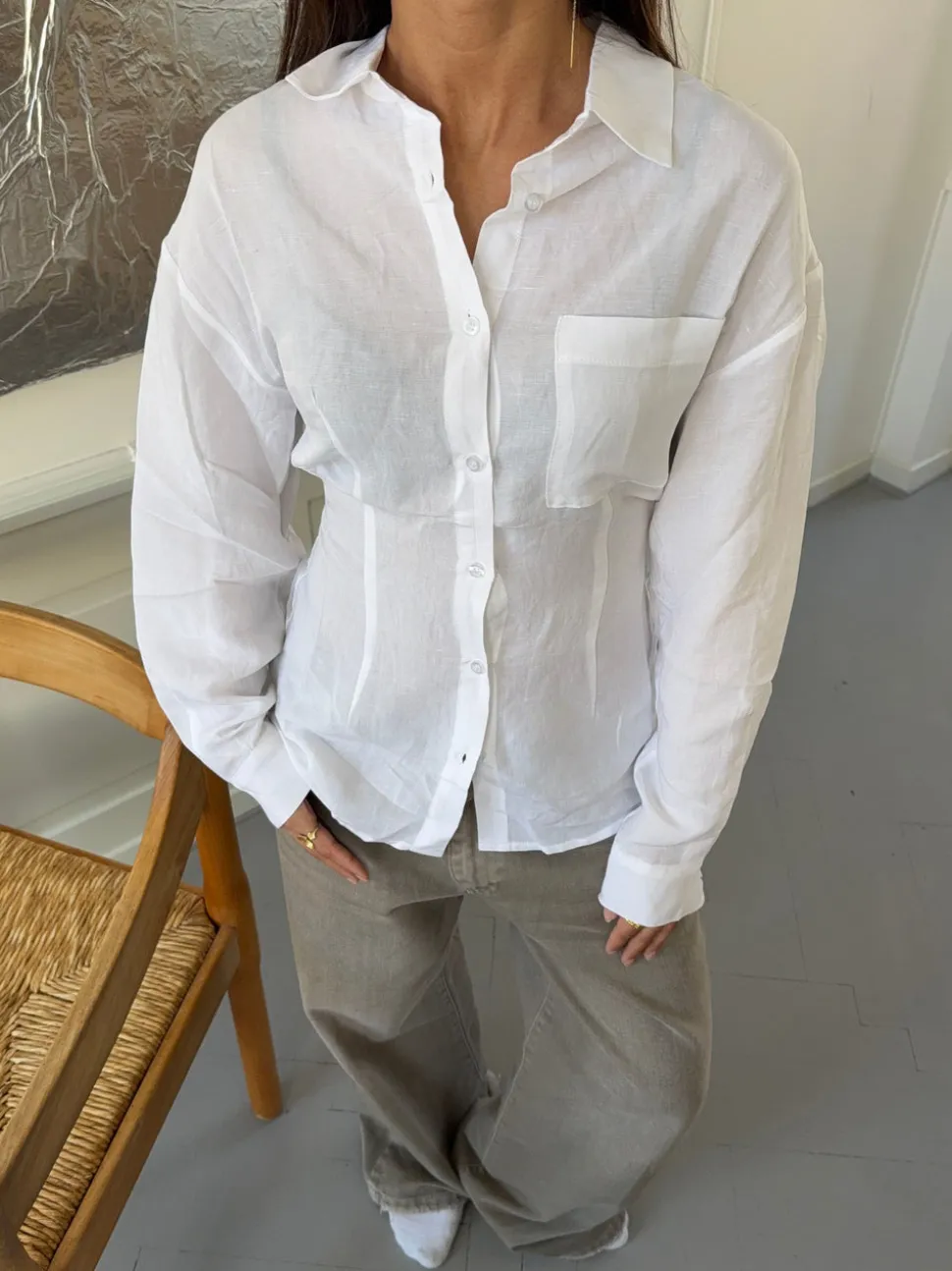 Jannie skjorte med åben ryg - Hvid