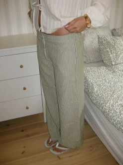 Jasmin bukser med striber - Grøn/hvid