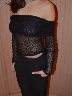 Jennie blonde off shoulder bluse - Sort