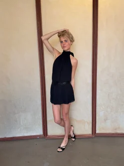 Jolene halterneckkjole med pallietter - Sort